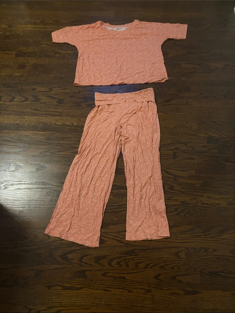 Garnet Hill Coral-Pink Speckled Kids Pajama Set